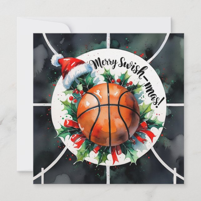 Basketball Christmas Themed  Holiday Card (Front)