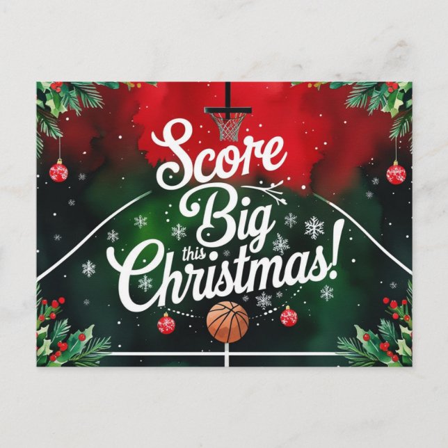 Basketball Christmas Themed  Holiday Postcard (Front)