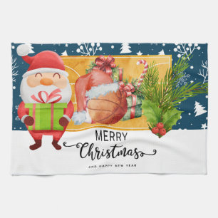 Basketball Christmas themed with Animal Tea Towel