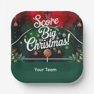 Basketball Christmas themed with name of your team Paper Plate