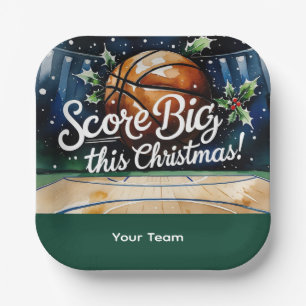 Basketball Christmas themed with name of your team Paper Plate