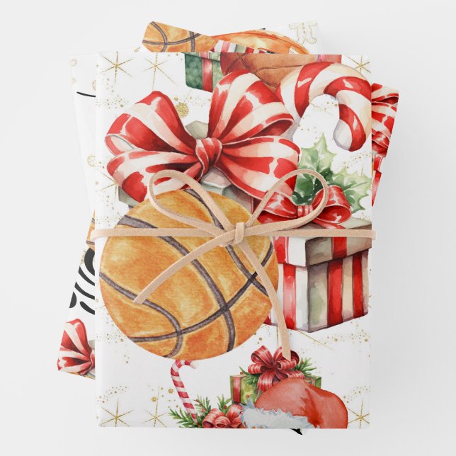 Basketball Christmas themed  Wrapping Paper Sheet (In situ)