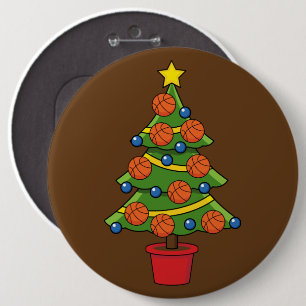 Basketball Christmas Tree 6 Cm Round Badge