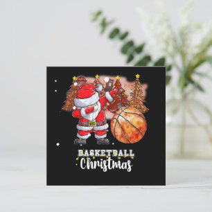 Basketball  Christmas Tree and Santa Claus  Holiday Card