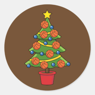 Basketball Christmas Tree Classic Round Sticker