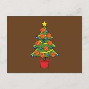 Basketball Christmas Tree Holiday Postcard
