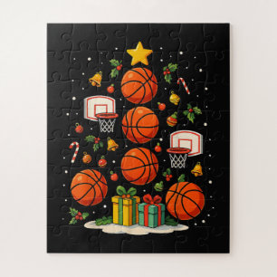 Basketball Christmas Tree Holiday Xmas Sports Jigsaw Puzzle