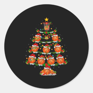 Basketball Christmas Tree Lights Srts Player Xmas  Classic Round Sticker
