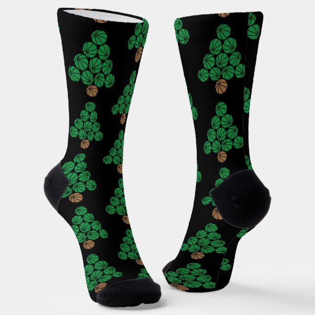 Basketball Christmas Tree  Socks (Angled)