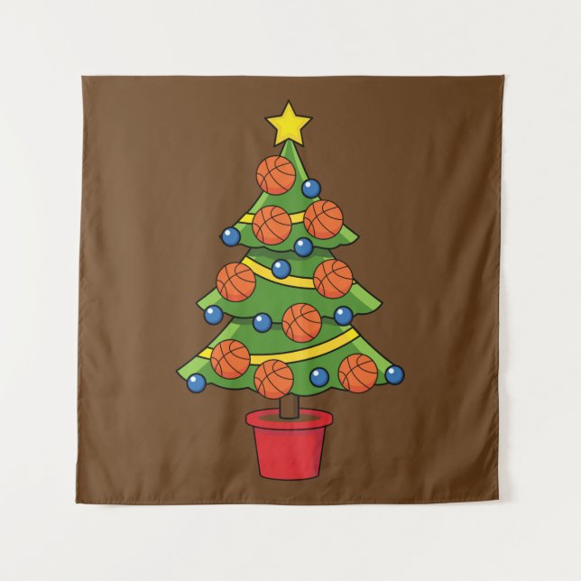 Basketball Christmas Tree Tapestry (Front)