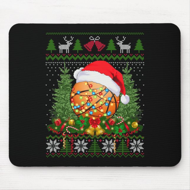 Basketball Christmas Ugly  Family Gifts Sport Love Mouse Mat (Front)