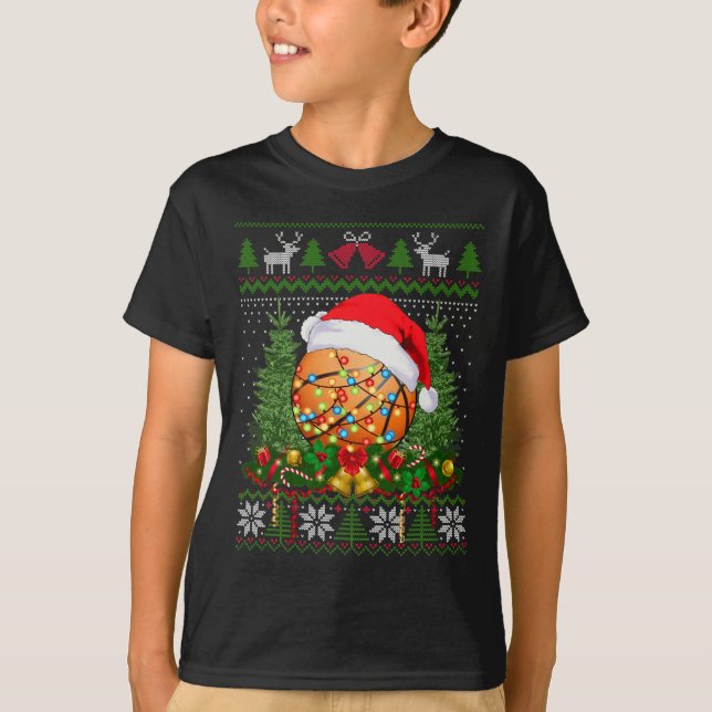 Basketball Christmas Ugly  Family Gifts Sport Love T-Shirt (Front)