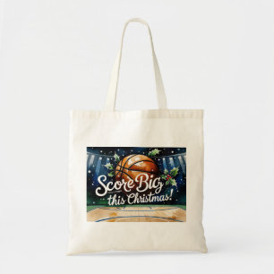 Basketball Christmas watercolor themed Tote Bag