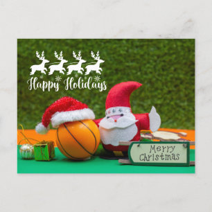 Basketball Christmas with Santa Claus Card