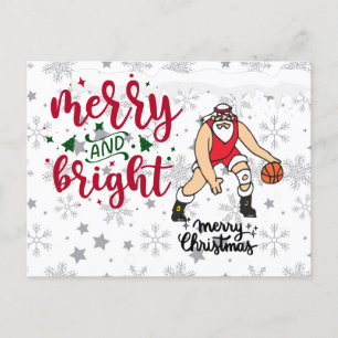 Basketball Christmas with Santa Claus Holiday Postcard