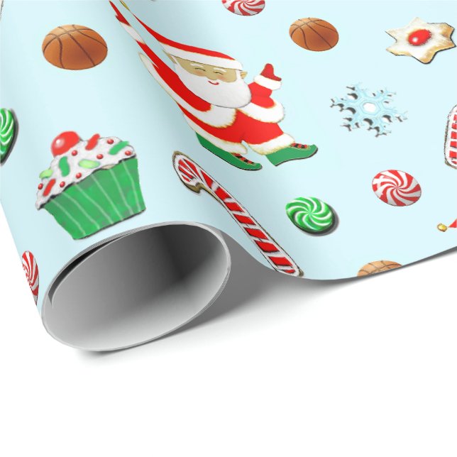 Basketball Christmas Wrapping Paper (Roll Corner)