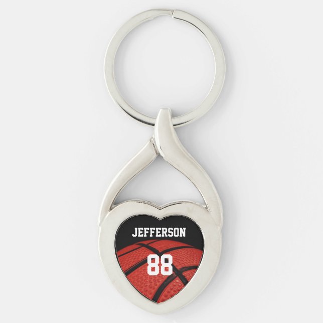 Basketball Close-up custom Name and number Key Ring (Front)