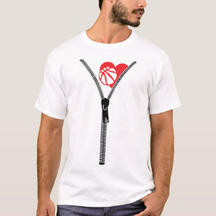 basketball closing eclair zipper 1 heart love T-Shirt