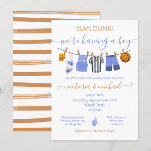 Basketball Clothesline Baby Shower Invitation
