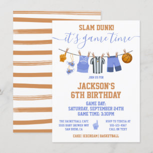 Basketball Clothesline Birthday party Invitation