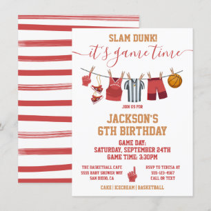 Basketball Clothesline Birthday party Invitation