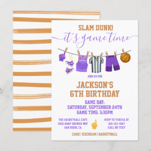 Basketball Clothesline Birthday party Invitation
