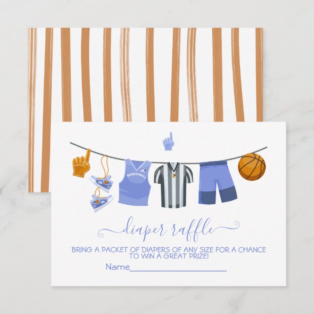 Basketball clothesline Diaper Raffle card (Front/Back)
