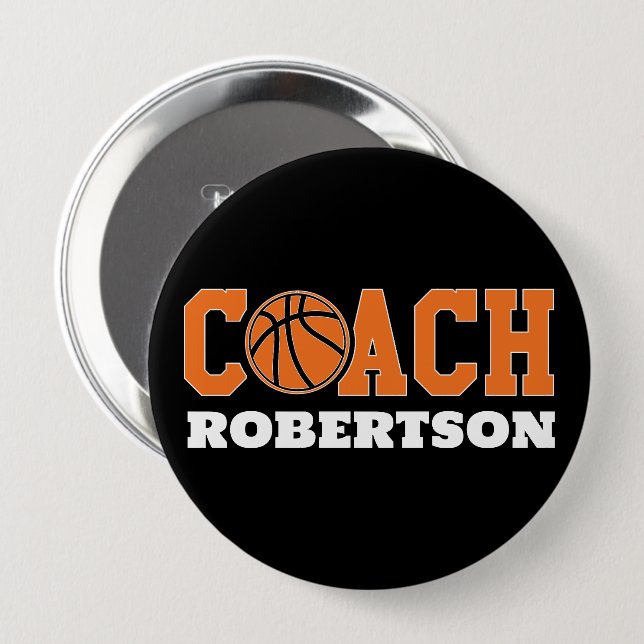 Basketball Coach 10 Cm Round Badge (Front & Back)