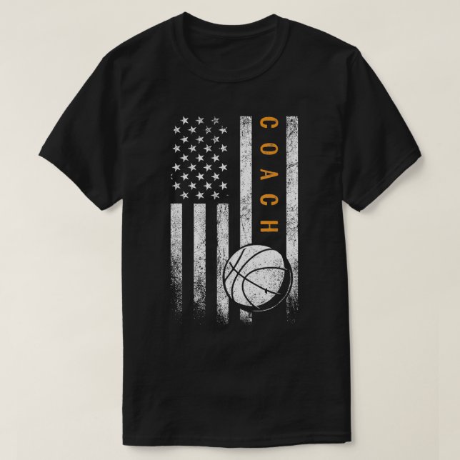 Basketball Coach American Flag Basketball Trainer  T-Shirt (Design Front)