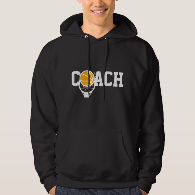 Basketball Coach Basket & Ball Typography Sports   Hoodie (Front)