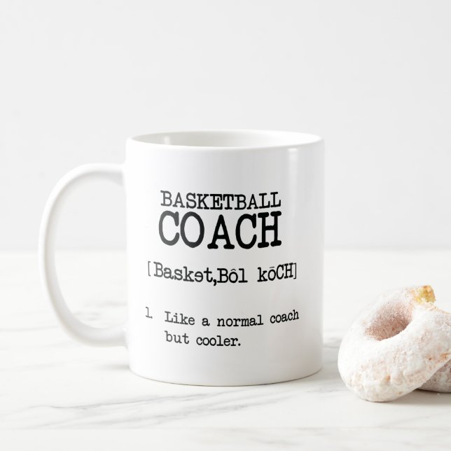 Basketball Coach Definition Funny Sports Quote Coffee Mug (With Donut)