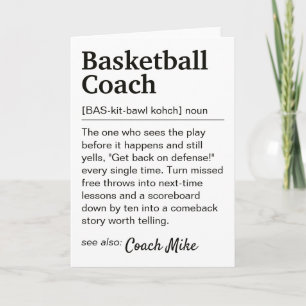 Basketball Coach Definition Personalised Thank You Card
