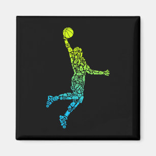 Basketball Coach Dunking Kids Men Boys Basketball Magnet
