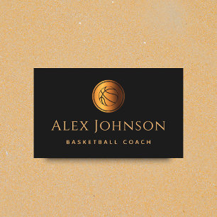 Basketball Coach Elegant Gold Modern Creative Ball Business Card