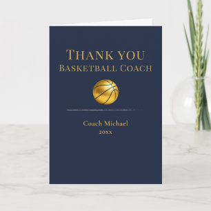 Basketball Coach Elegant Gold Team Appreciation Thank You Card