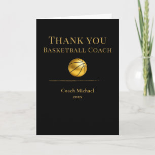 Basketball Coach Elegant Gold Team Appreciation Thank You Card