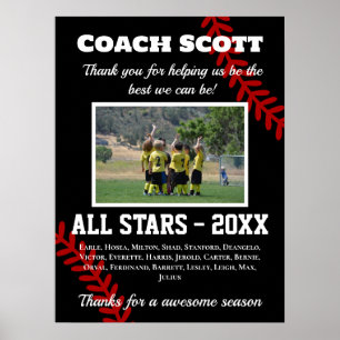 Basketball coach gift with team photo poster