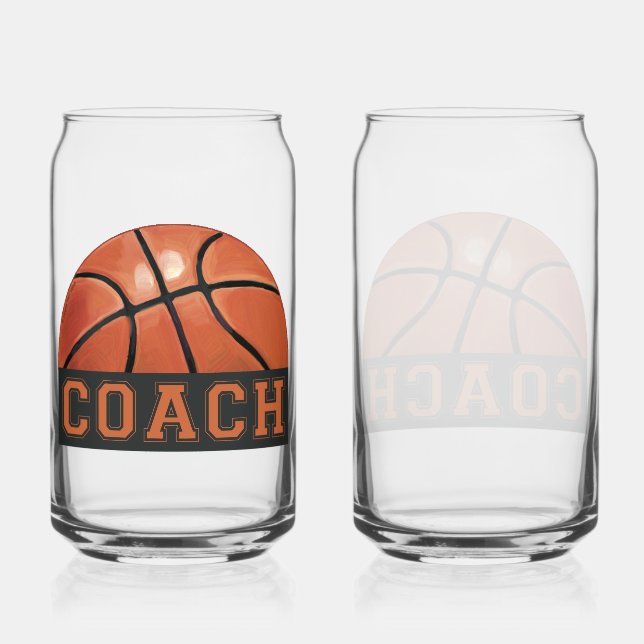 Basketball coach glassware can glass (Front)