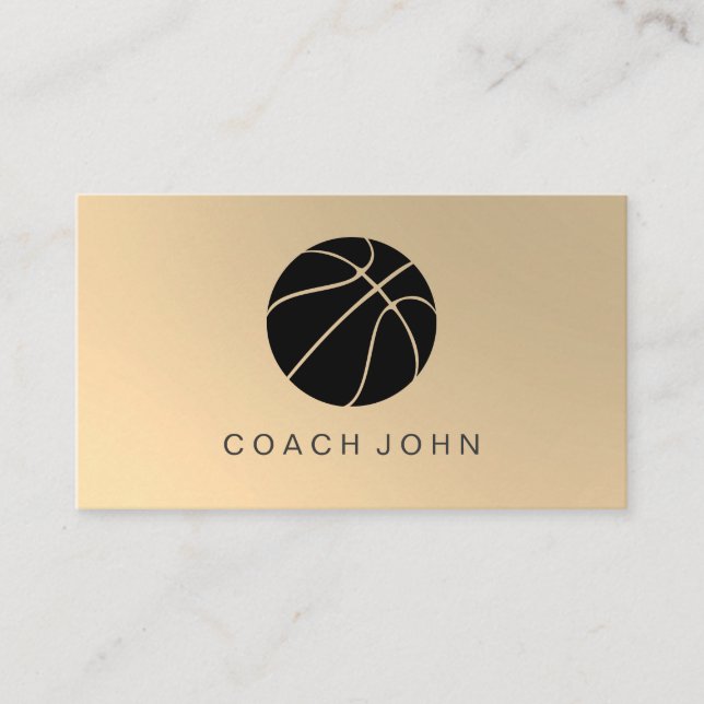 Basketball Coach Gold Faux Business Card (Front)