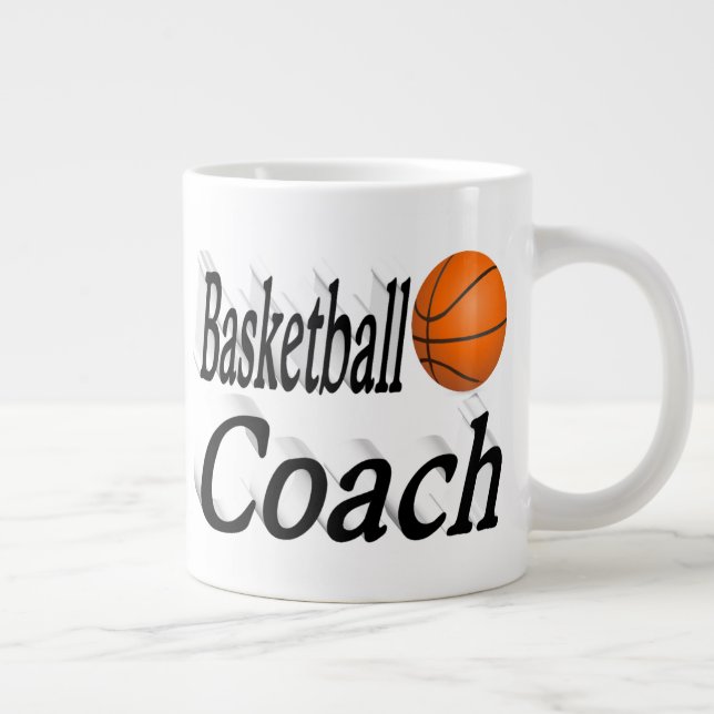 Basketball Coach half text Large Coffee Mug (Right)