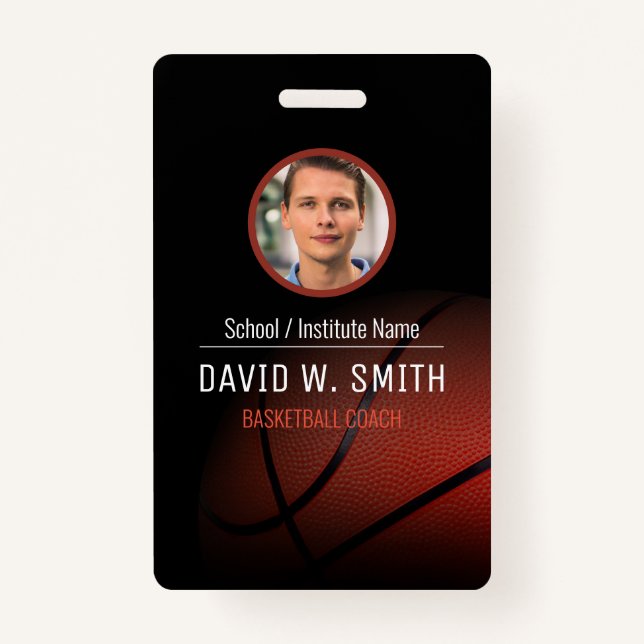 Basketball Coach ID Badge (Front)