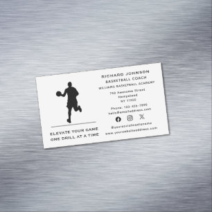 Basketball Coach Instructor Sports Social Media Magnetic Business Card