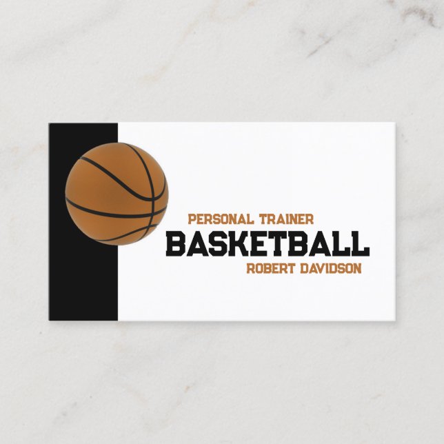 Basketball Coach Lessons Black & White Card (Front)
