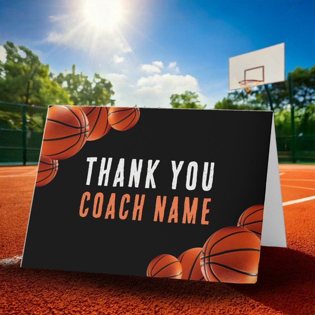 Basketball Coach Name  Thank You Card (Creator Uploaded)