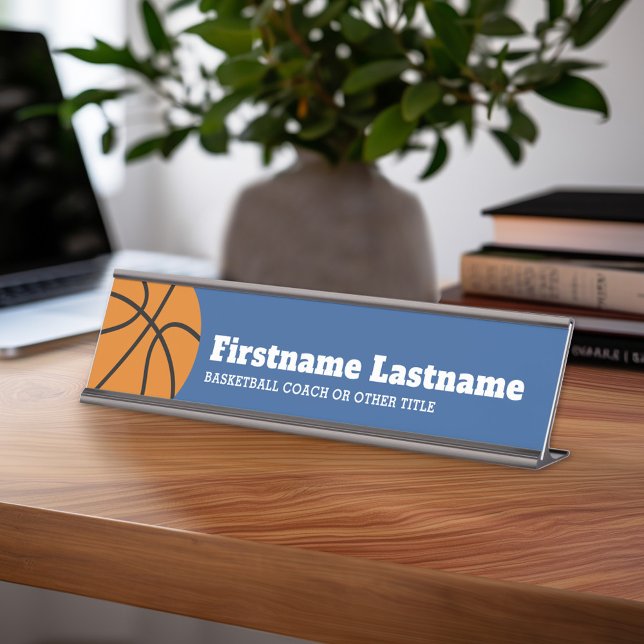 Basketball Coach or Physical Education Teacher Desk Name Plate (Personalized Sports Theme Desk Name Plate - Great Coach Appreciation Gift or Locker room Decor)