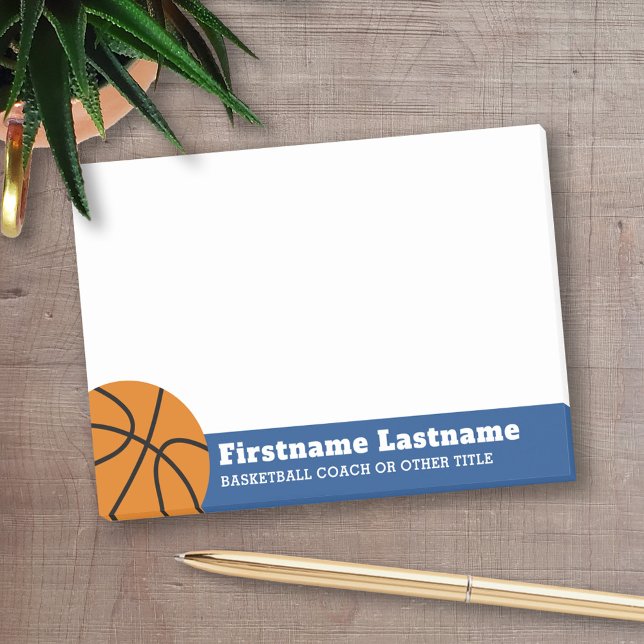 Basketball Coach or Physical Education Teacher Post-it Notes (Personalized Post-It Note - Basketball Theme)