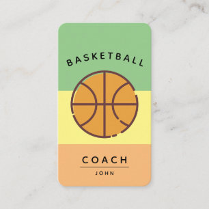 Basketball Coach Retro Green Yellow Orange Business Card