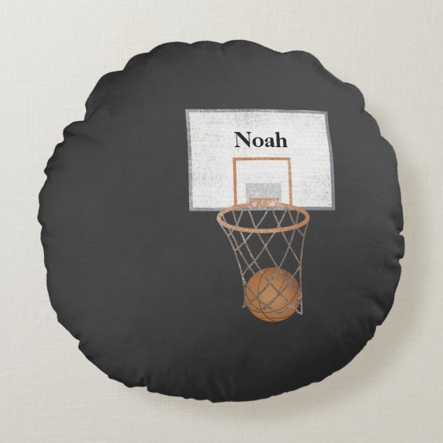 Basketball Coach Round Throw Pillow (Front)