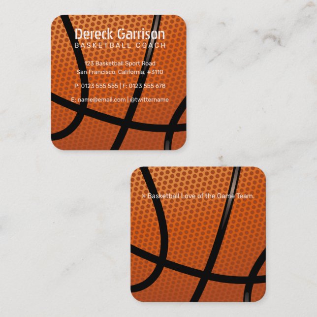 Basketball Coach | Sport Square Business Card (Front/Back)