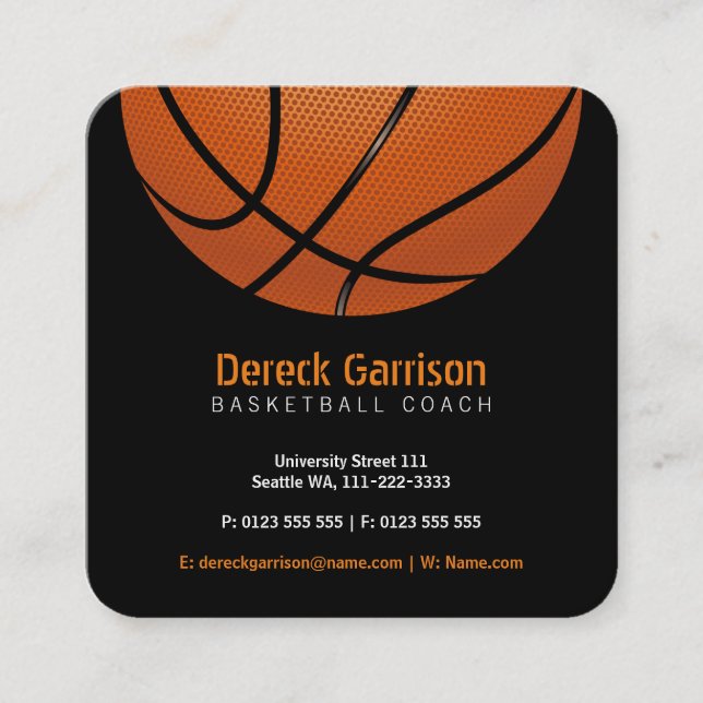 Basketball Coach | Sport Square Business Card (Front)